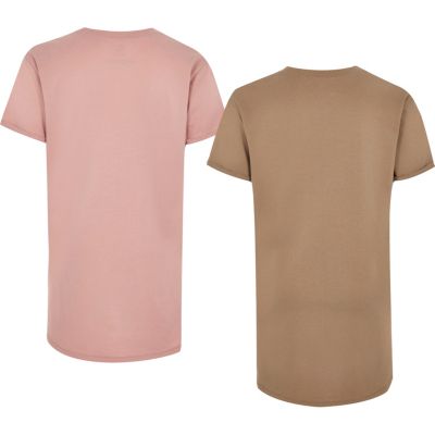 Boys pink and brown T-shirt pack